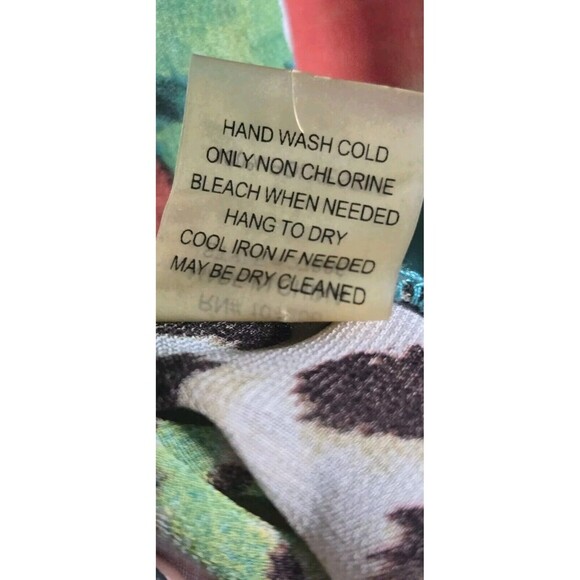 Soft Surroundings Blouse Womens Medium Green Semi Sheer Gauzy Tropical Tunic - Picture 10 of 10